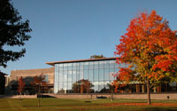 Skillman Library exterior view in autumn